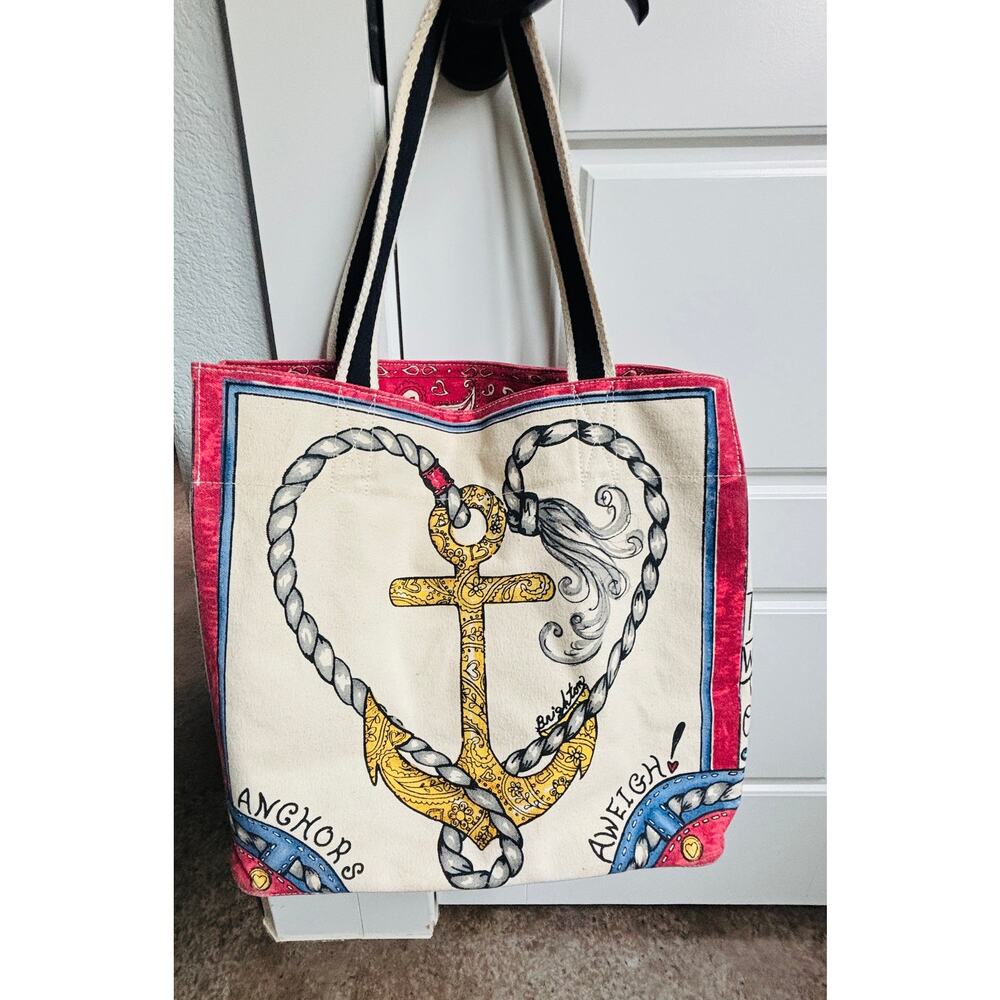 BRIGHTON SAIL AWAY CANVAS BEACH BAG EUC - Picture 2 of 5